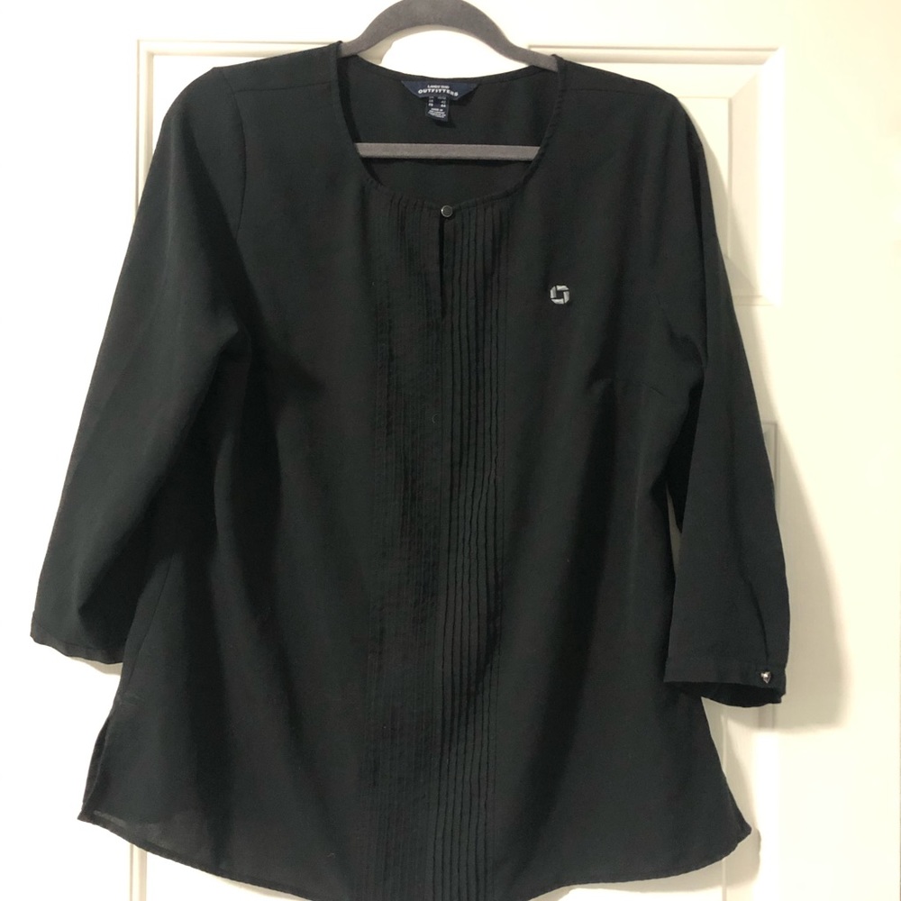 Chase employee attire black blouse, Lands End